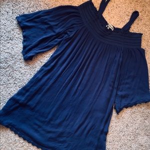 off the shoulders blue lace dress